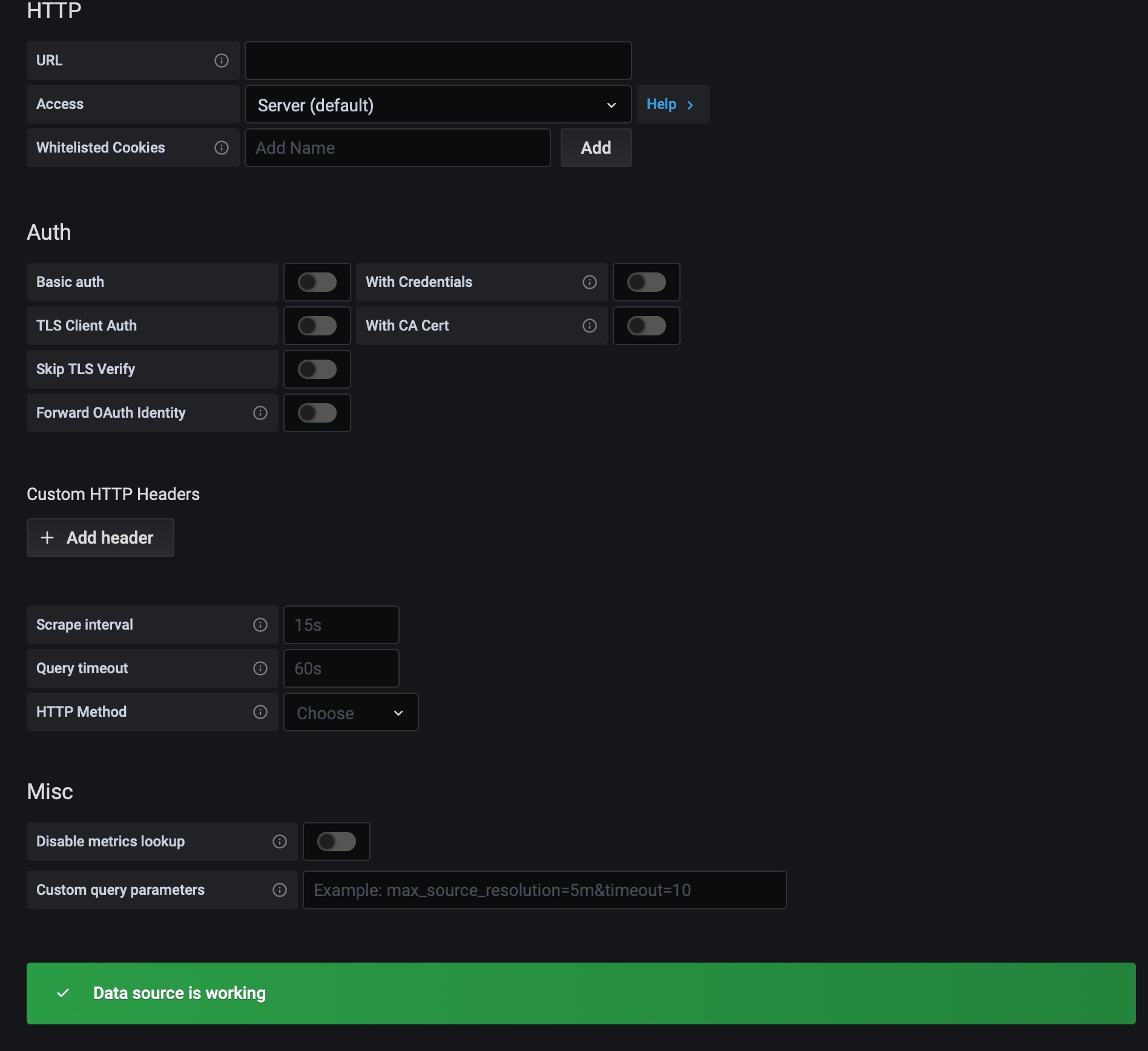 Настройки Grafana