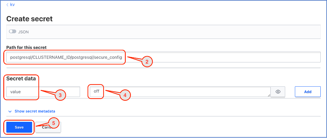 Create Secret Interface